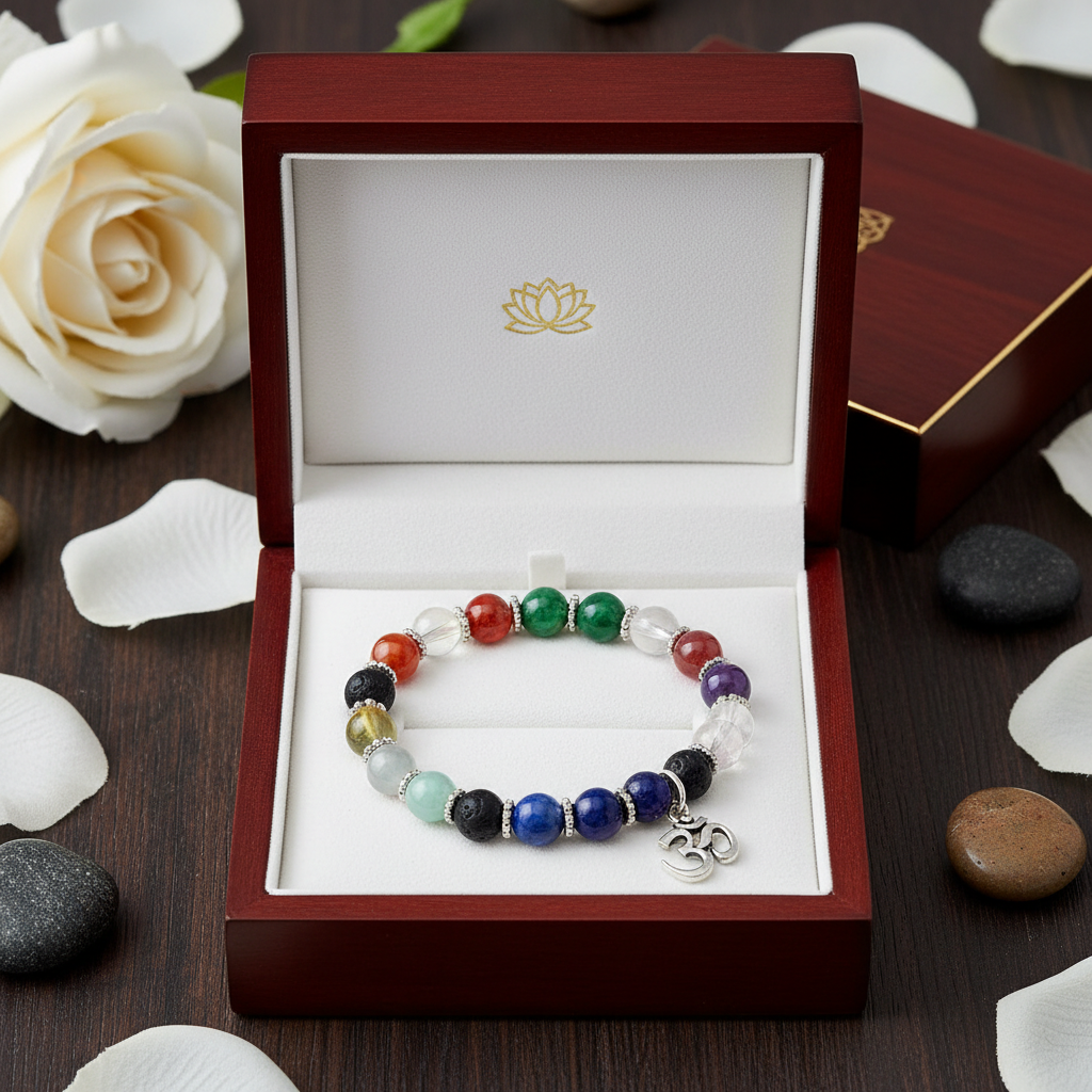 7 Chakra Lava Bracelet in premium gift box