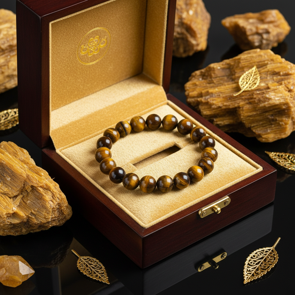Natural Yellow Tiger Eye Bracelet in premium gift box