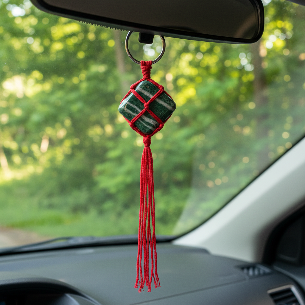 Green Z Crystal Keychain as car hanging