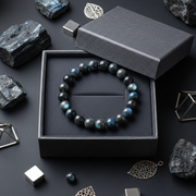 Natural Larvikite Bracelet in premium gift box with dark grey velvet