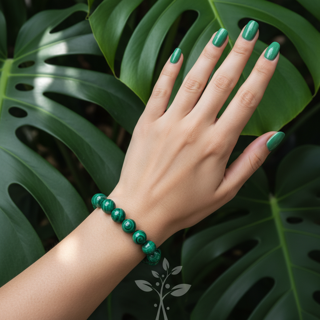 Natural Malachite Bracelet worn on wrist
