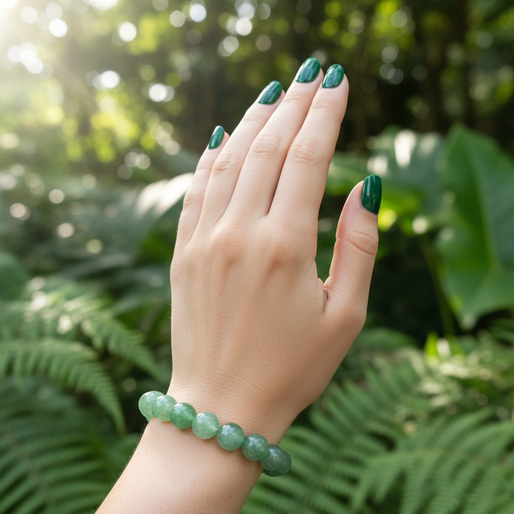 Natural Green Aventurine Bracelet worn on wrist