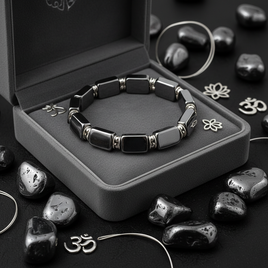 Chunky Rectangular Hematite Bracelet in premium gift box