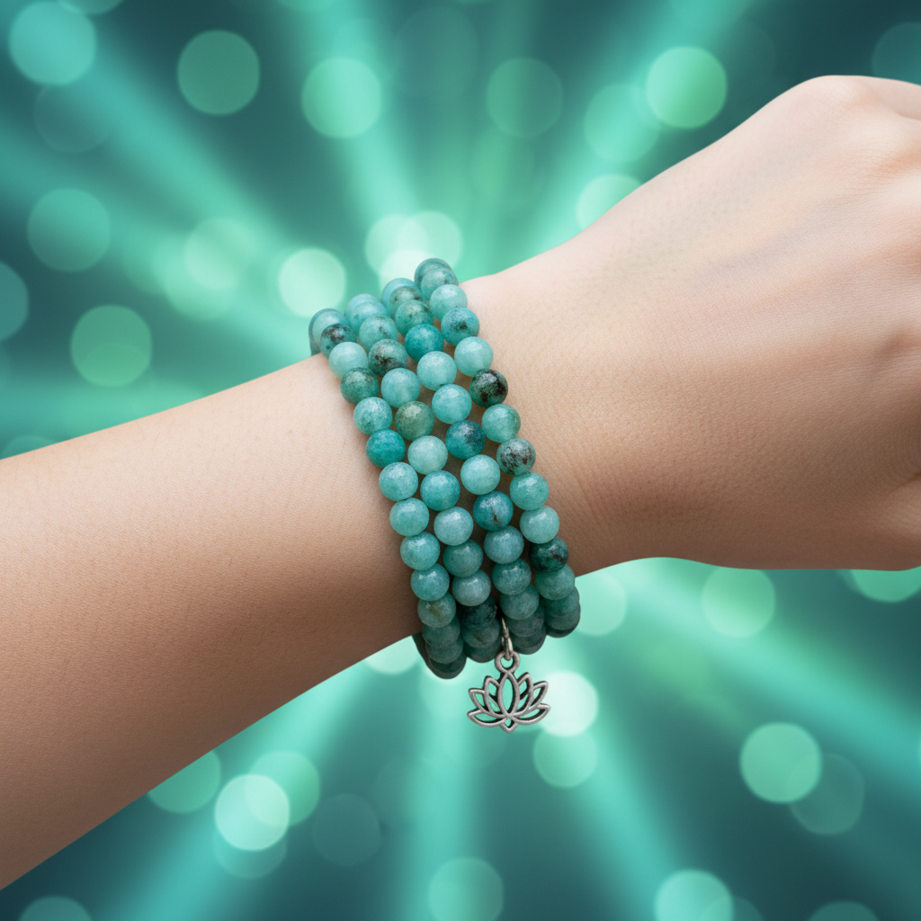 Natural Multi Amazonite Bracelet worn on wrist