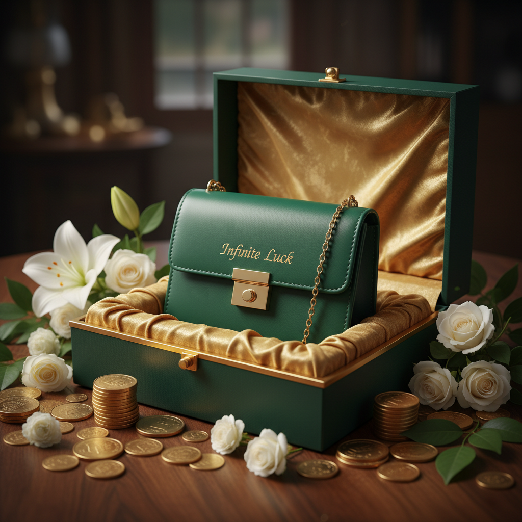 Infinite Luck Ladies Purse in premium gift box with gold velvet lining