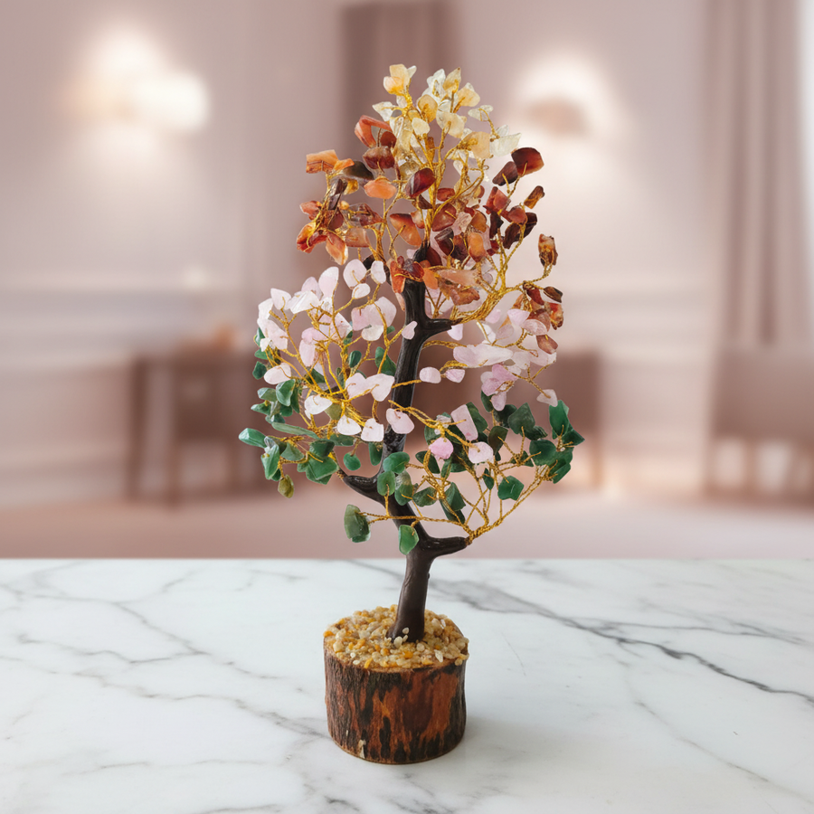 Marriage Crystal Tree on white marble surface