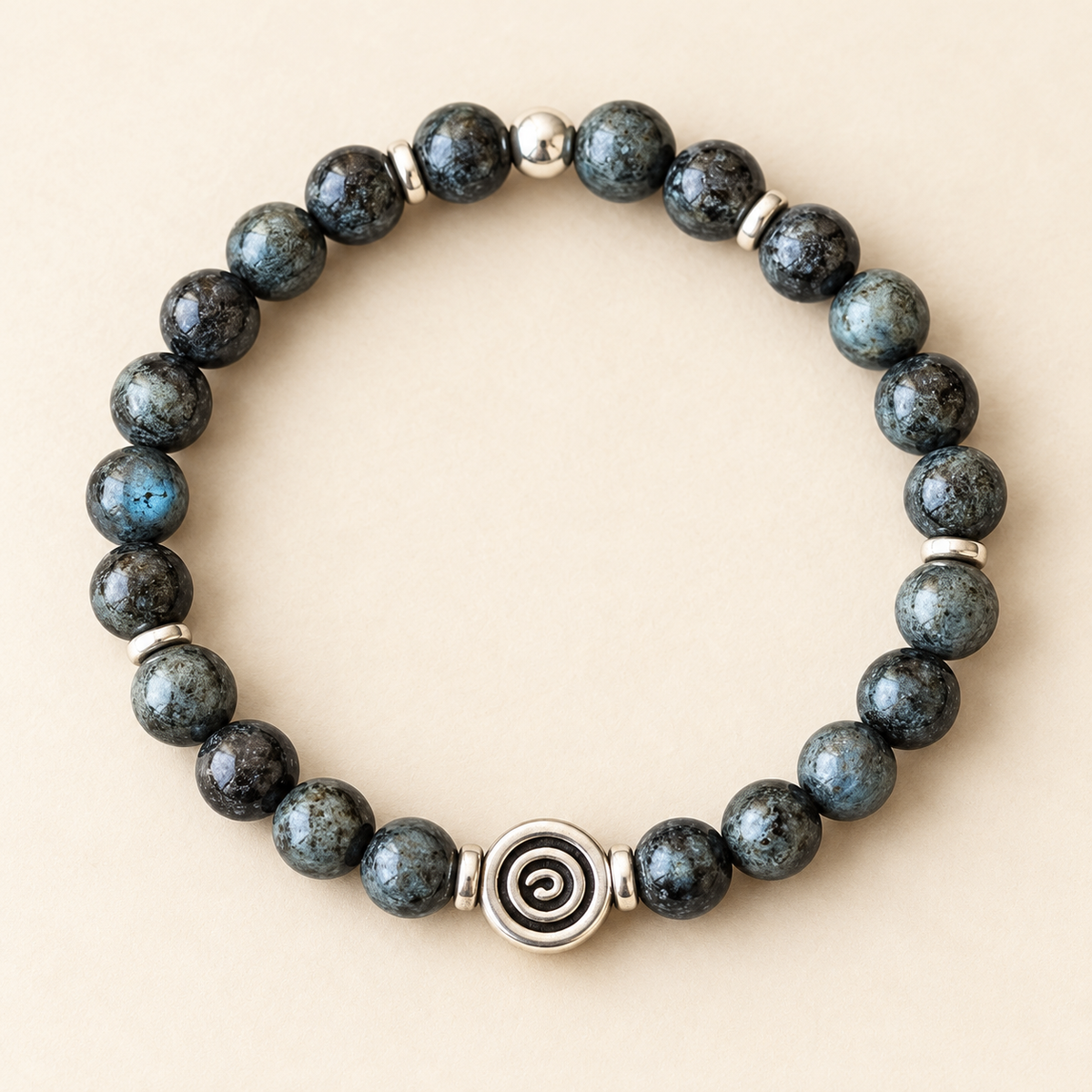 Natural Larvikite Bracelet – 8mm Gemstone Jewellery — product detail