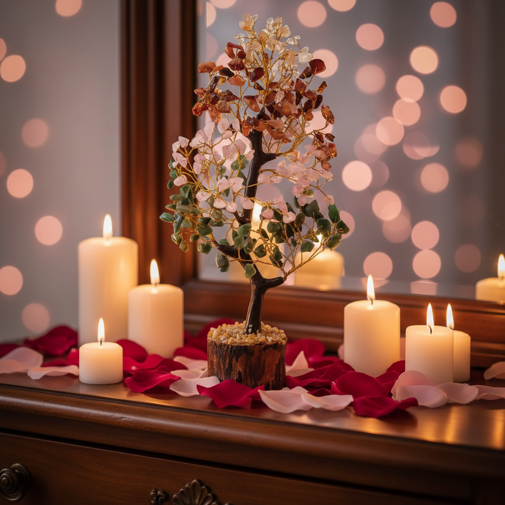 Marriage Crystal Tree in romantic bedroom setting