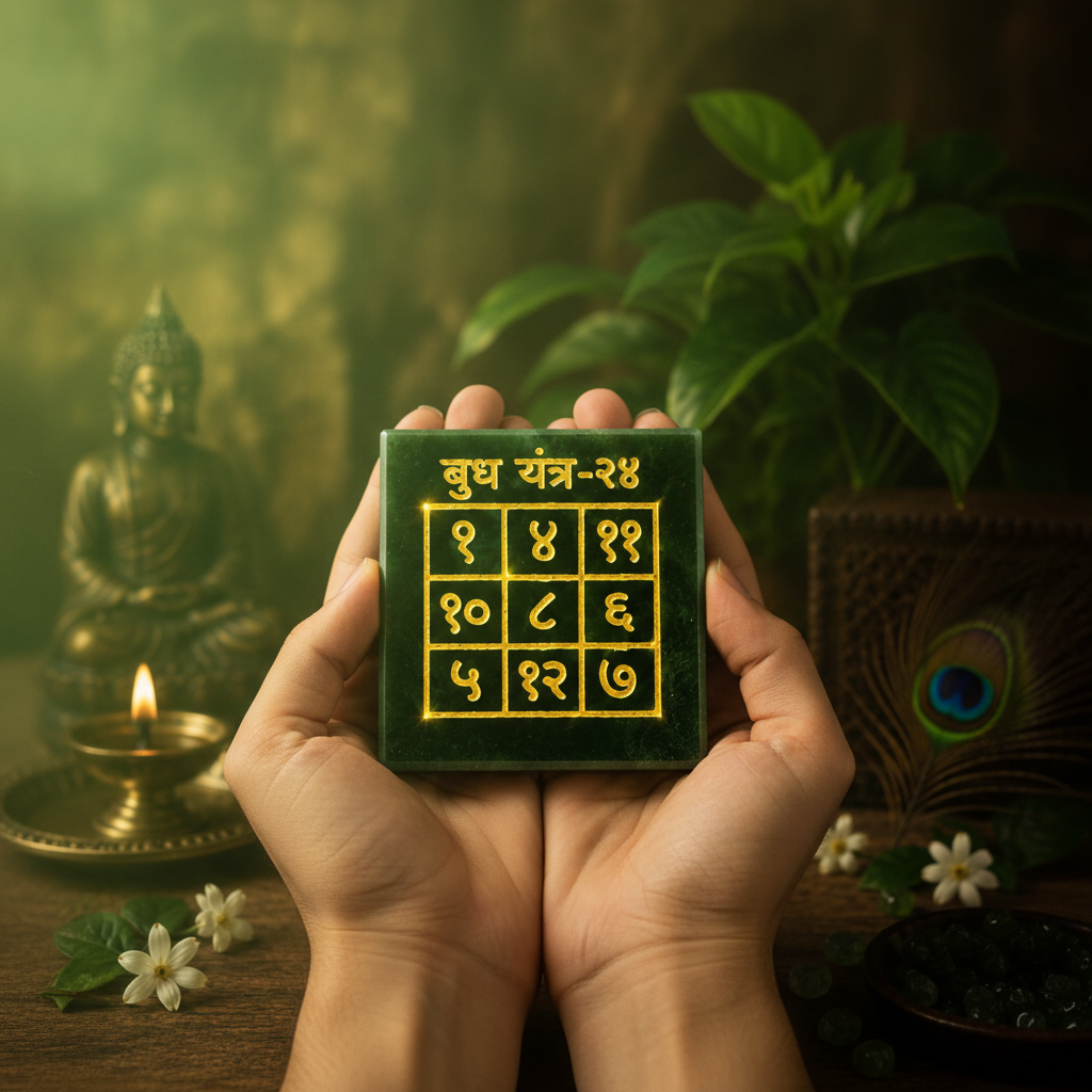 Budh Yantra held during meditation