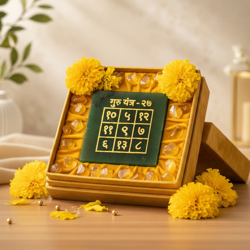 Guru Yantra in premium gift box with golden velvet