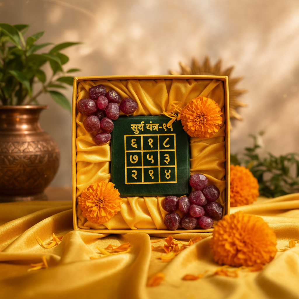 Surya Yantra in premium gift box with golden velvet