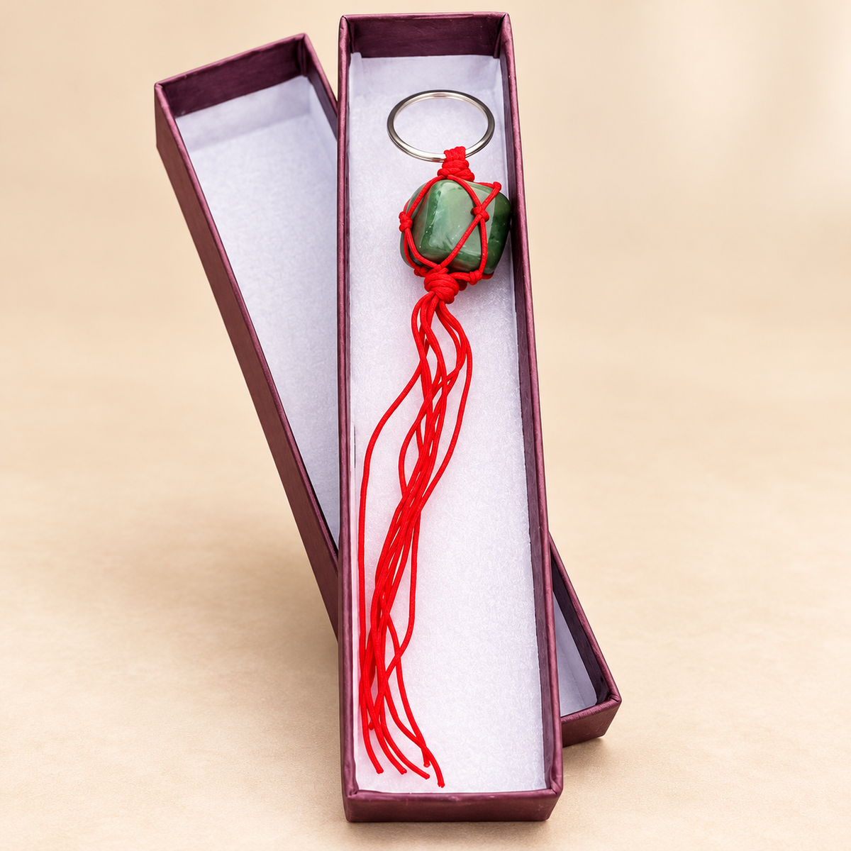 Green Z Crystal Keychain – Green Zebra Jasper-Inspired Accessory — product detail