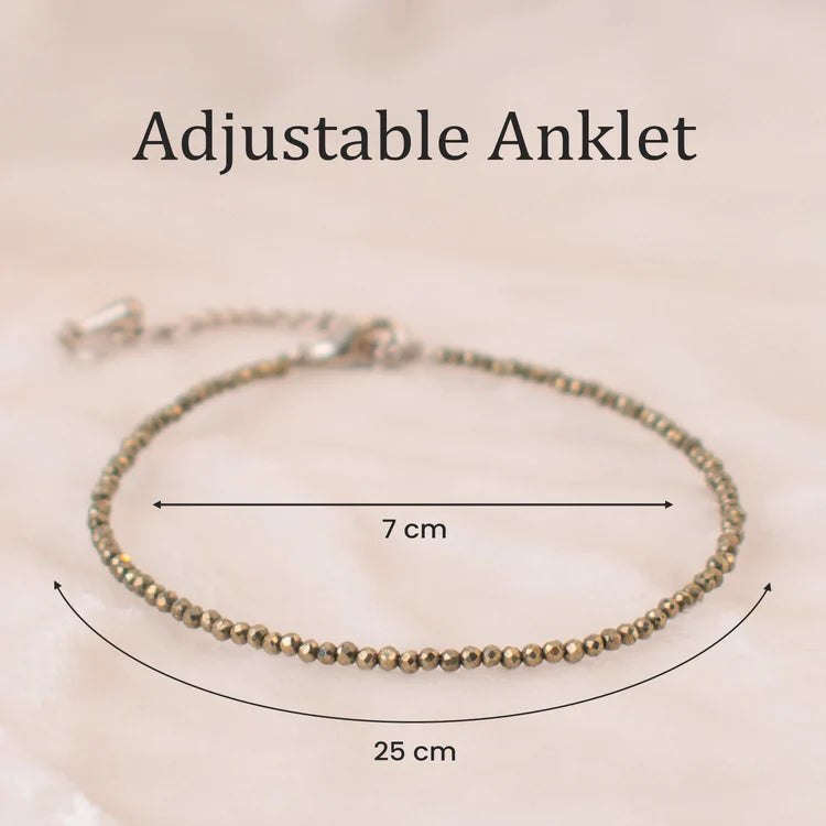 Pyrite Anklet with Rose Quartz Bracelet Combo