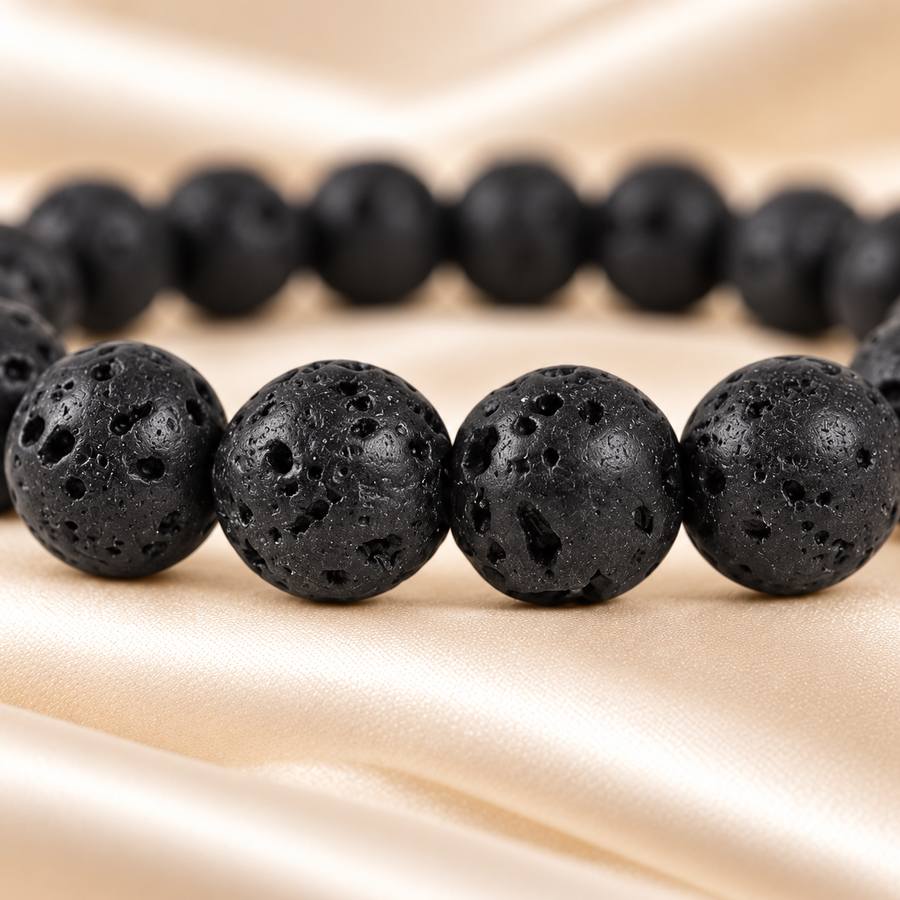 Lava Stone 8mm bracelet — close-up