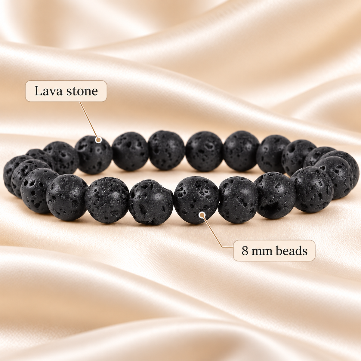 Lava Stone 8mm bracelet — material details