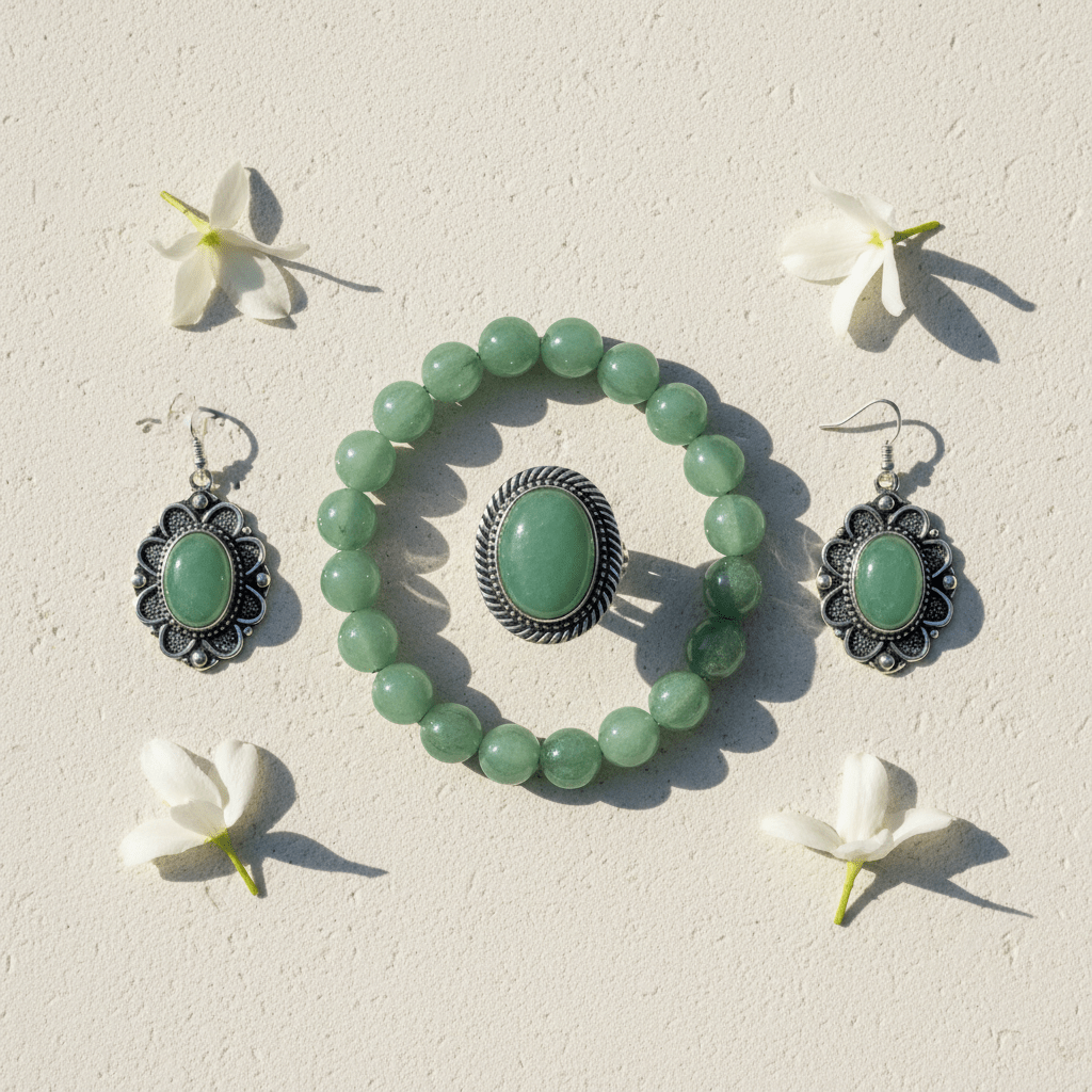 Light Green Aventurine Healing Crystal Jewelry Set - GOOD HABITSS