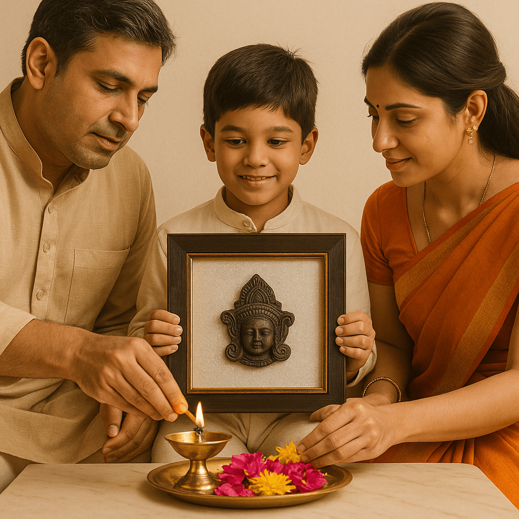 Lord Mai Durga & Selenite Healing Frame - GOOD HABITSS