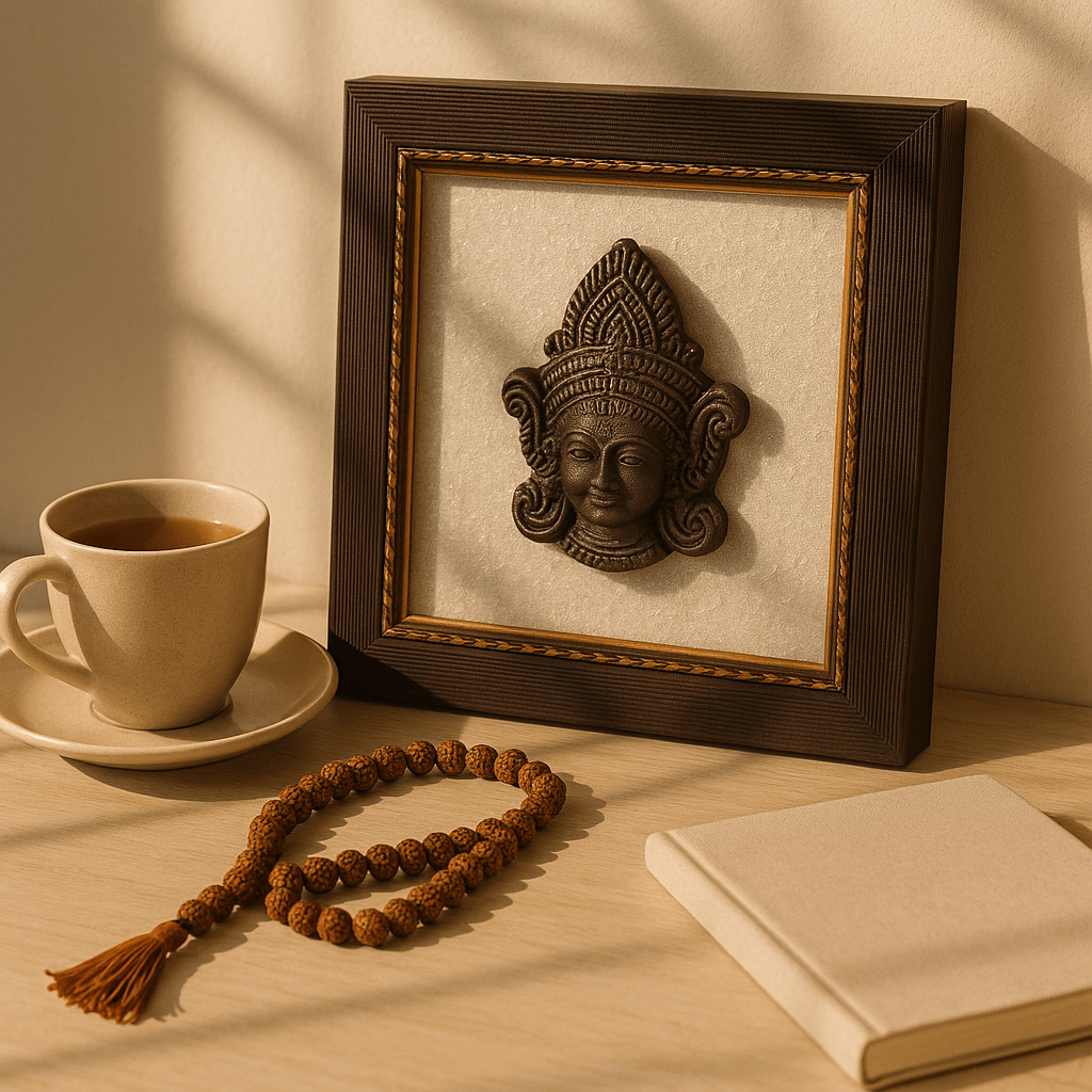 Lord Mai Durga & Selenite Healing Frame - GOOD HABITSS