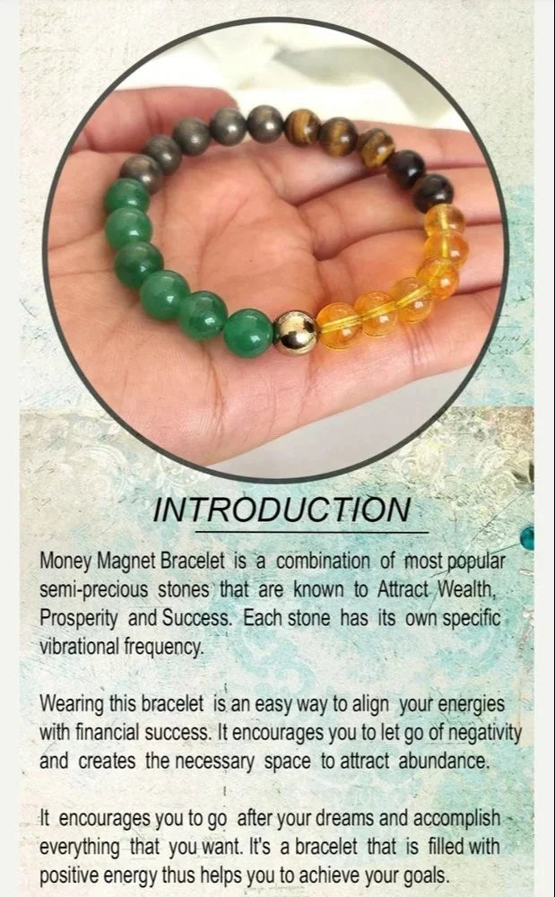 Money Magnetic Crystal Bracelet Stone Beads 8mm
