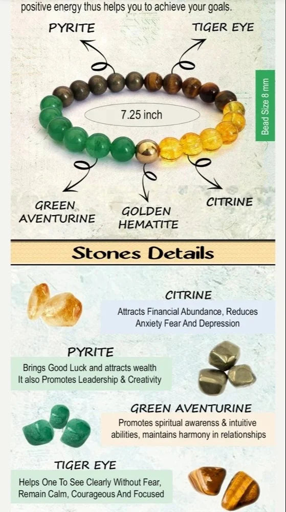 Money Magnetic Crystal Bracelet Stone Beads 8mm
