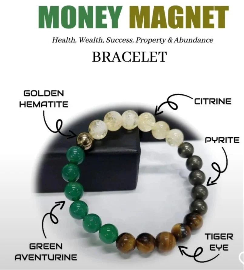 Money Magnetic Crystal Bracelet Stone Beads 8mm
