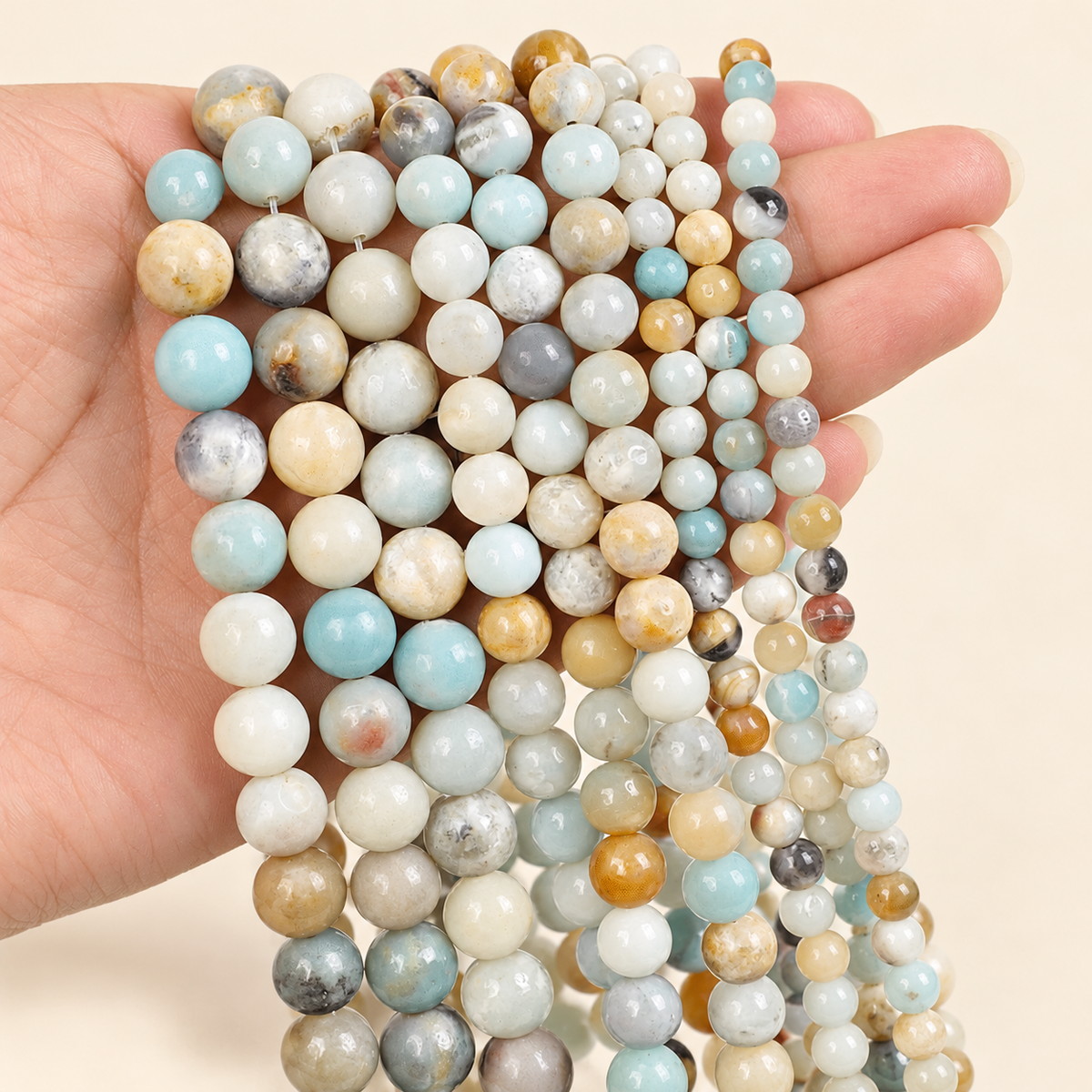 Multi Amazonite Round Beads String – 8mm Natural Gemstone Strand — product detail