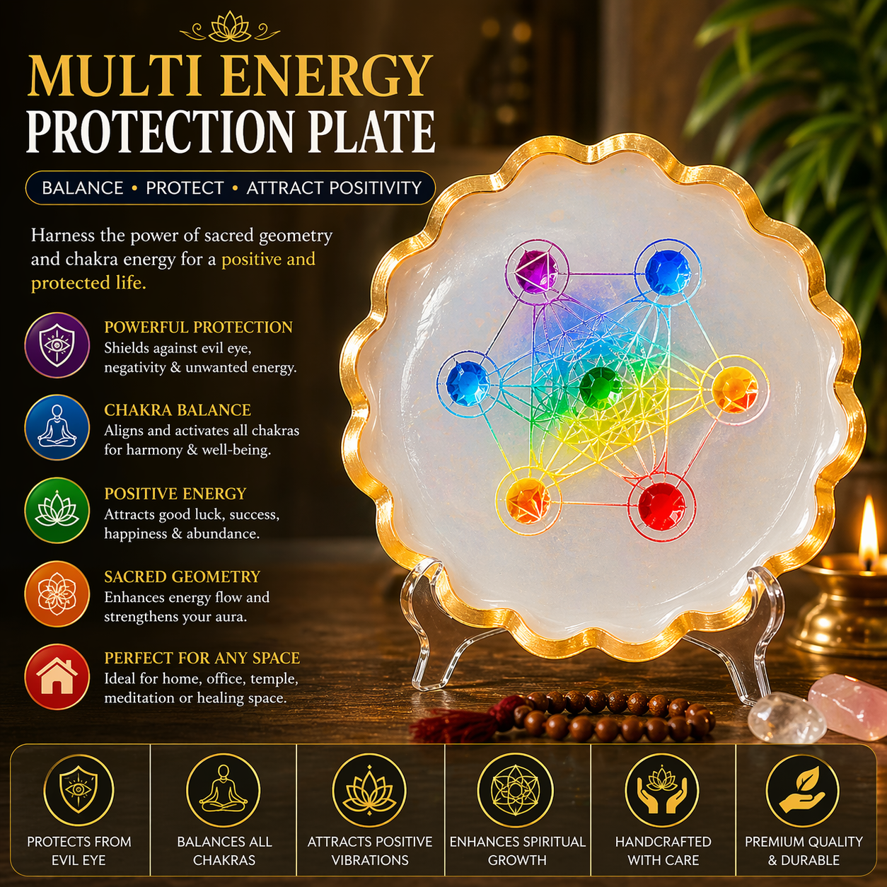 Multi - color chakra selenite Bowl - GOOD HABITSS