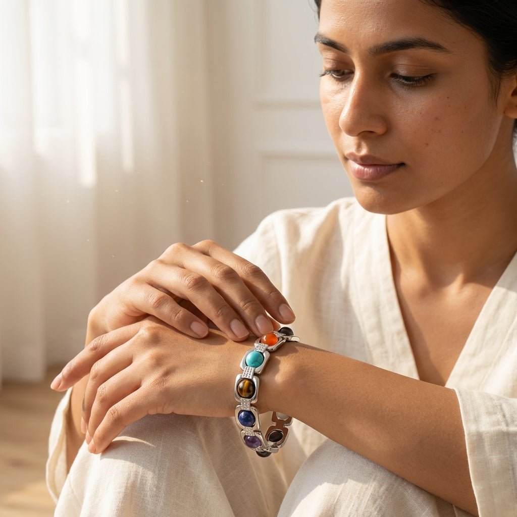 Multi Stone Metal Bracelet - GOOD HABITSS