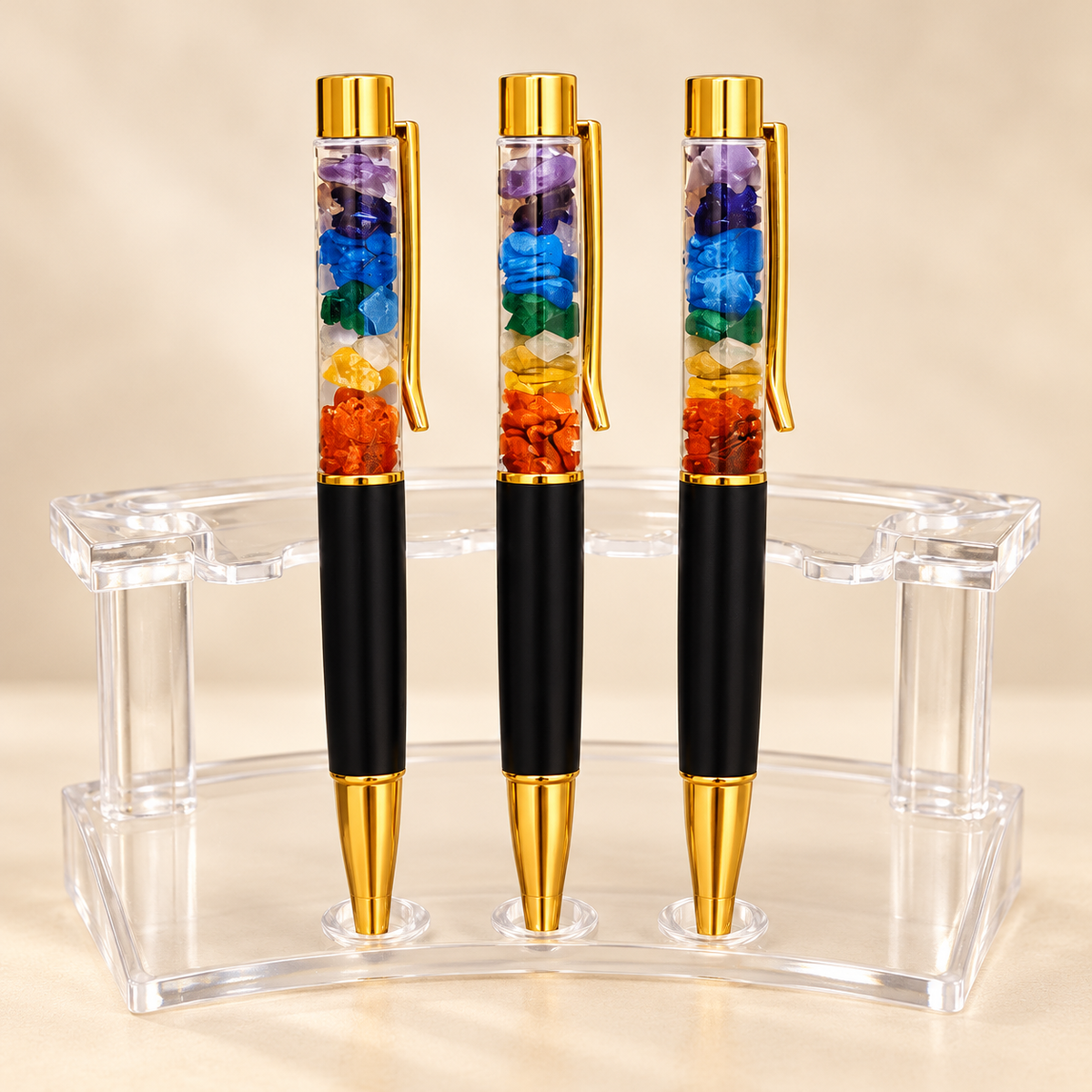 Multicolour Crystal Chip Pen – Gemstone-Inspired Writing Accessory – 44727 — product detail