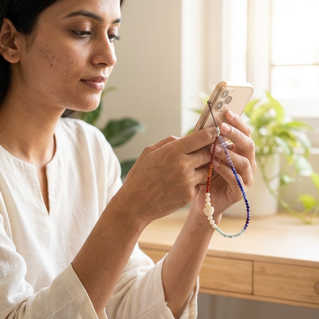 Multicolour Crystal Phone Loop – Gemstone-Inspired Accessory