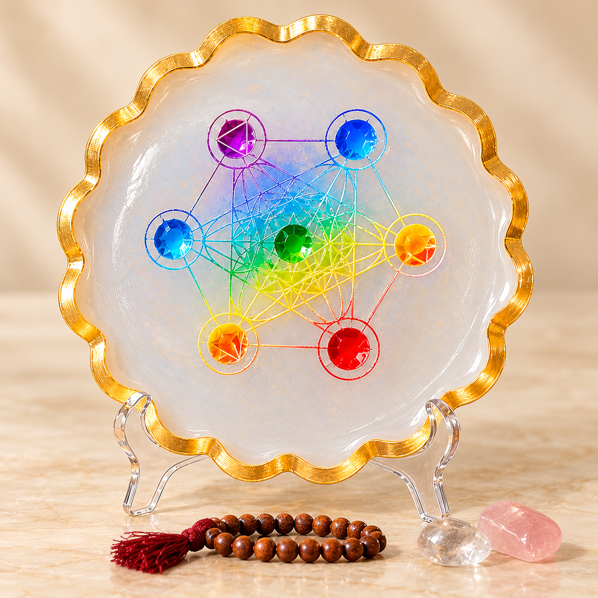 Multicolour Symbol Selenite Bowl – Decorative Crystal Bowl — product detail