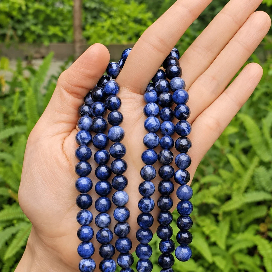 Natural Blue Sodalite String – 8mm Gemstone Beads — bead strands
