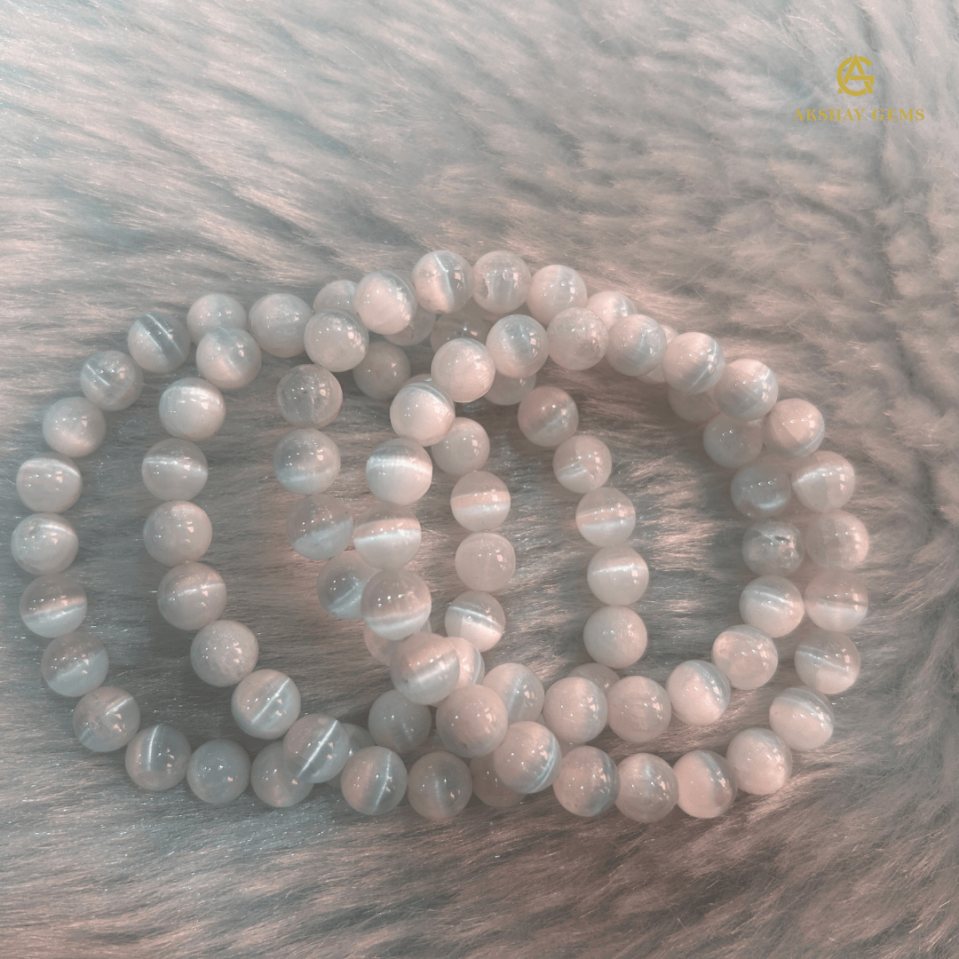 Natural Cat Eye White Selenite Bracelet - GOOD HABITSS