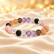Natural Gemstone Bracelet – 8mm Lifestyle Jewellery on champagne fabric