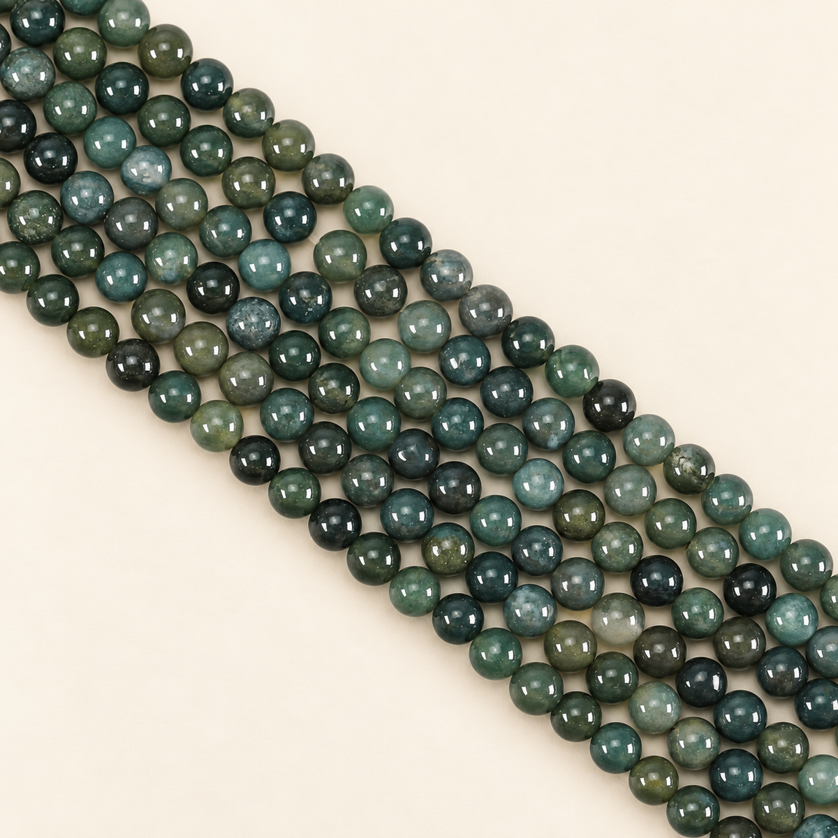 Natural Moss Agate String – 8mm Gemstone Beads — product detail