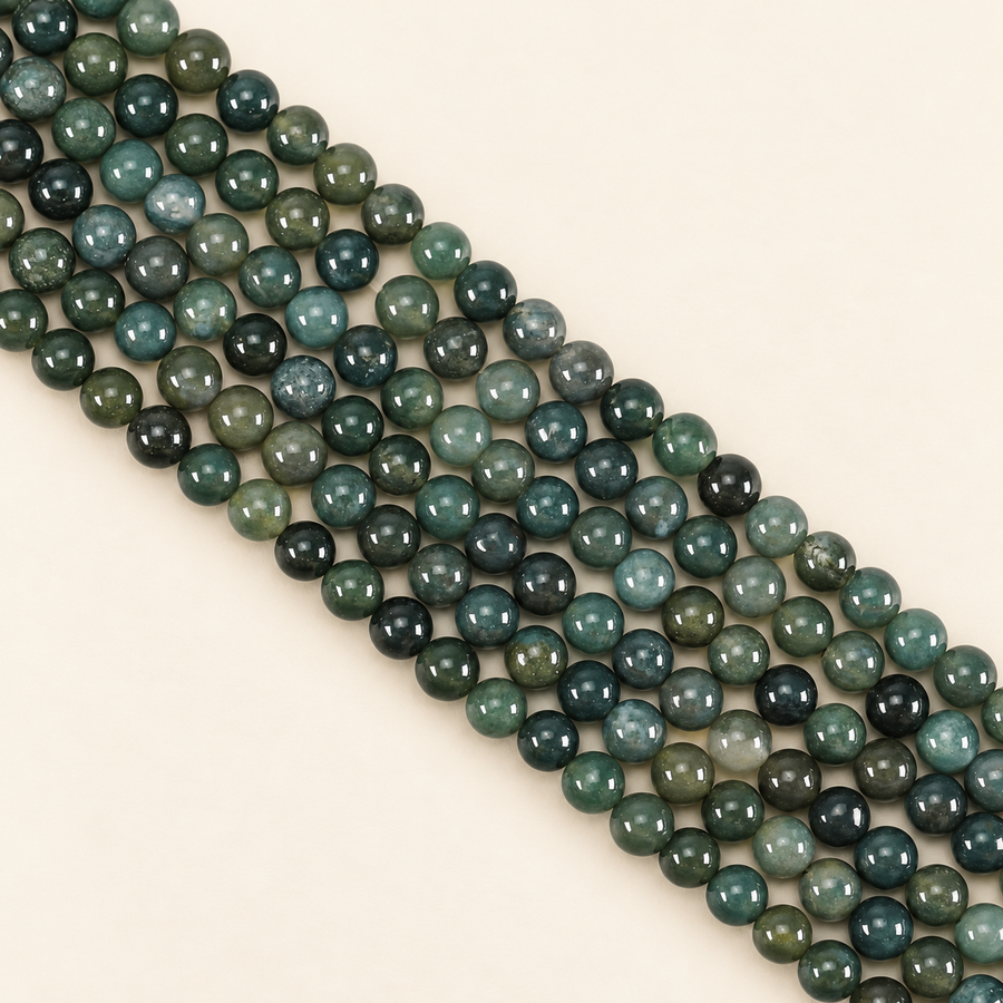 Natural Moss Agate String – 8mm Gemstone Beads — product detail