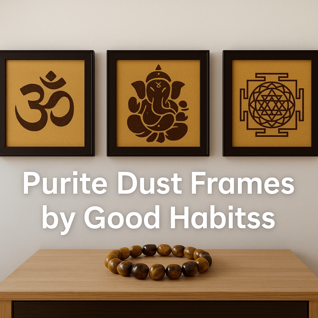 Natural Pyrite Dust Frame with Geometric Motif - GOOD HABITSS