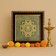 Natural Pyrite Dust Frame with Shree Yantra - GOOD HABITSS