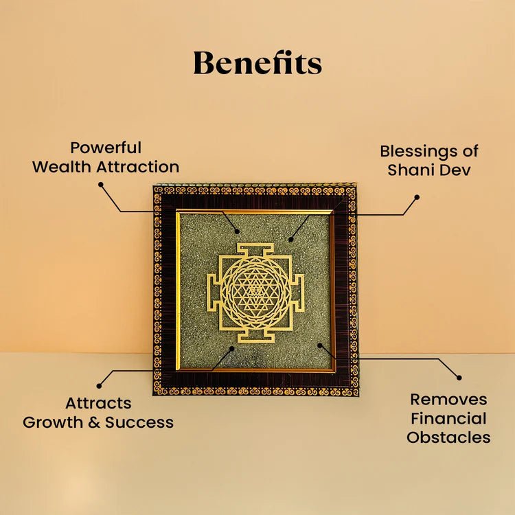 Natural Pyrite Dust Frame with Shree Yantra - GOOD HABITSS