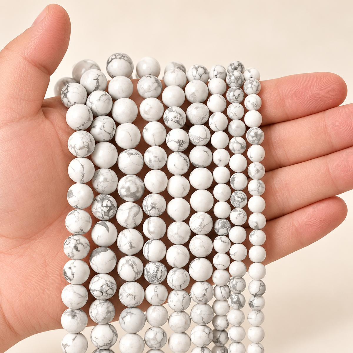 Natural White Howlite String – 8mm Gemstone Beads — product detail
