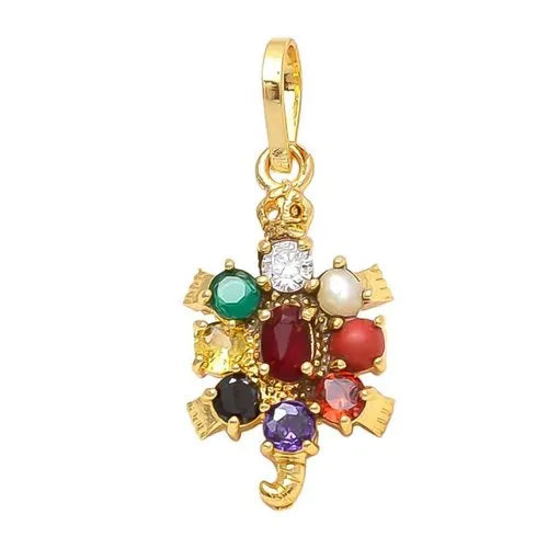Navartna Kachua Pendant With Golden Polish