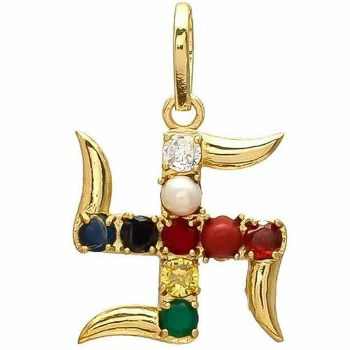 Swastik Design Navratan Pendant