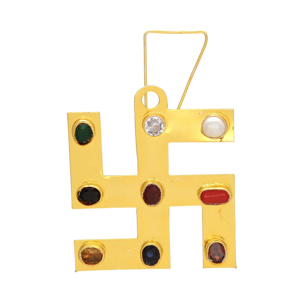 Navratan Swastik Yantra Golden Polish Yantra