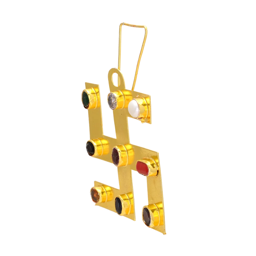 Navratan Swastik Yantra Golden Polish Yantra