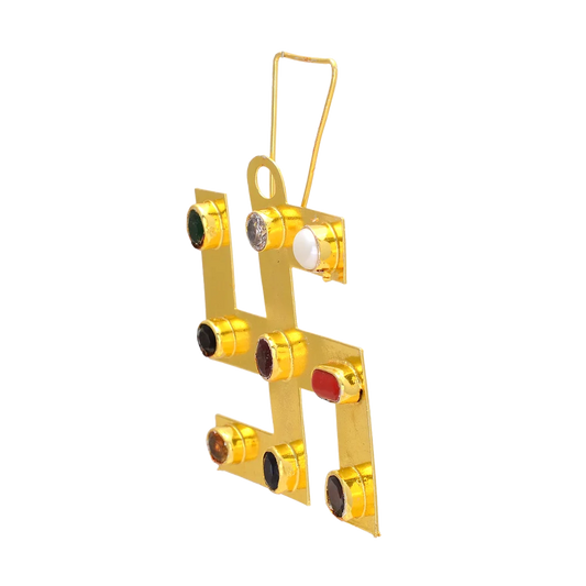 Navratan Swastik Yantra Golden Polish Yantra
