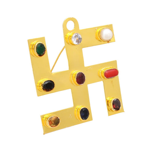 Navratan Swastik Yantra Golden Polish Yantra