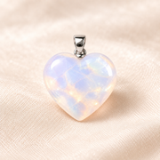 opalite heart pendant on ivory with soft shadow