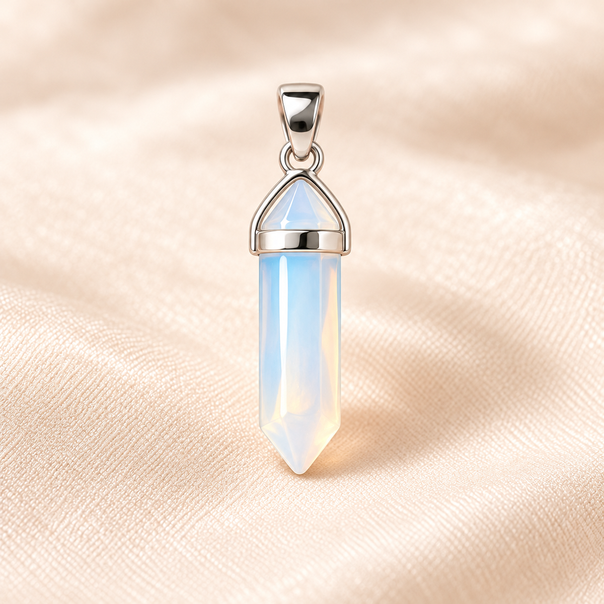 opalite pencil pendant on ivory with soft shadow