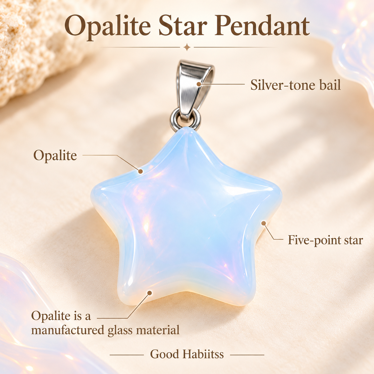Opalite Star Pendant details