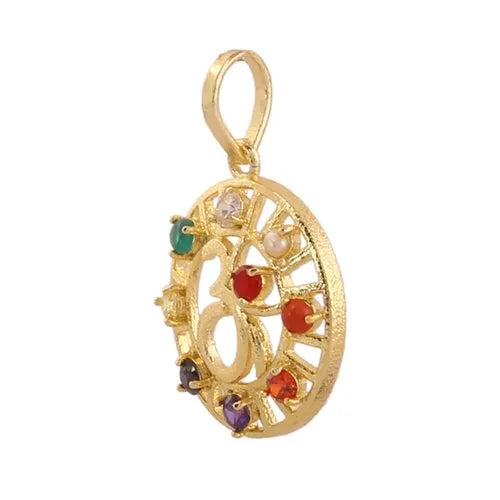 Navgrah Rhodium Gold Plated Pendant